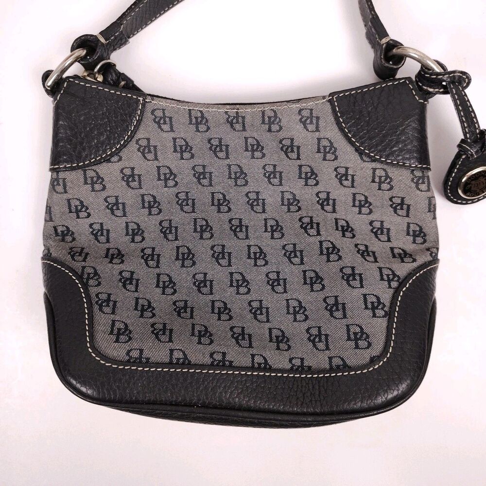 Vtg Dooney & Bourke Leather & Canvas All Weather Signature DB Logo W/ Charm Y2K - Picture 3 of 13